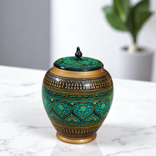 Wooden Candy Jar Green Lacquer